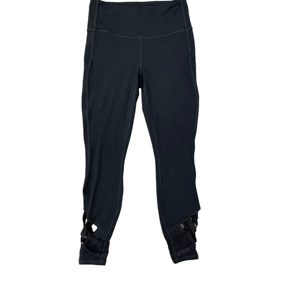 Athleta Solid Black High Rise Strappy Lattice Sublime 7/8 Tight Leggings S 77816 - Picture 4 of 15